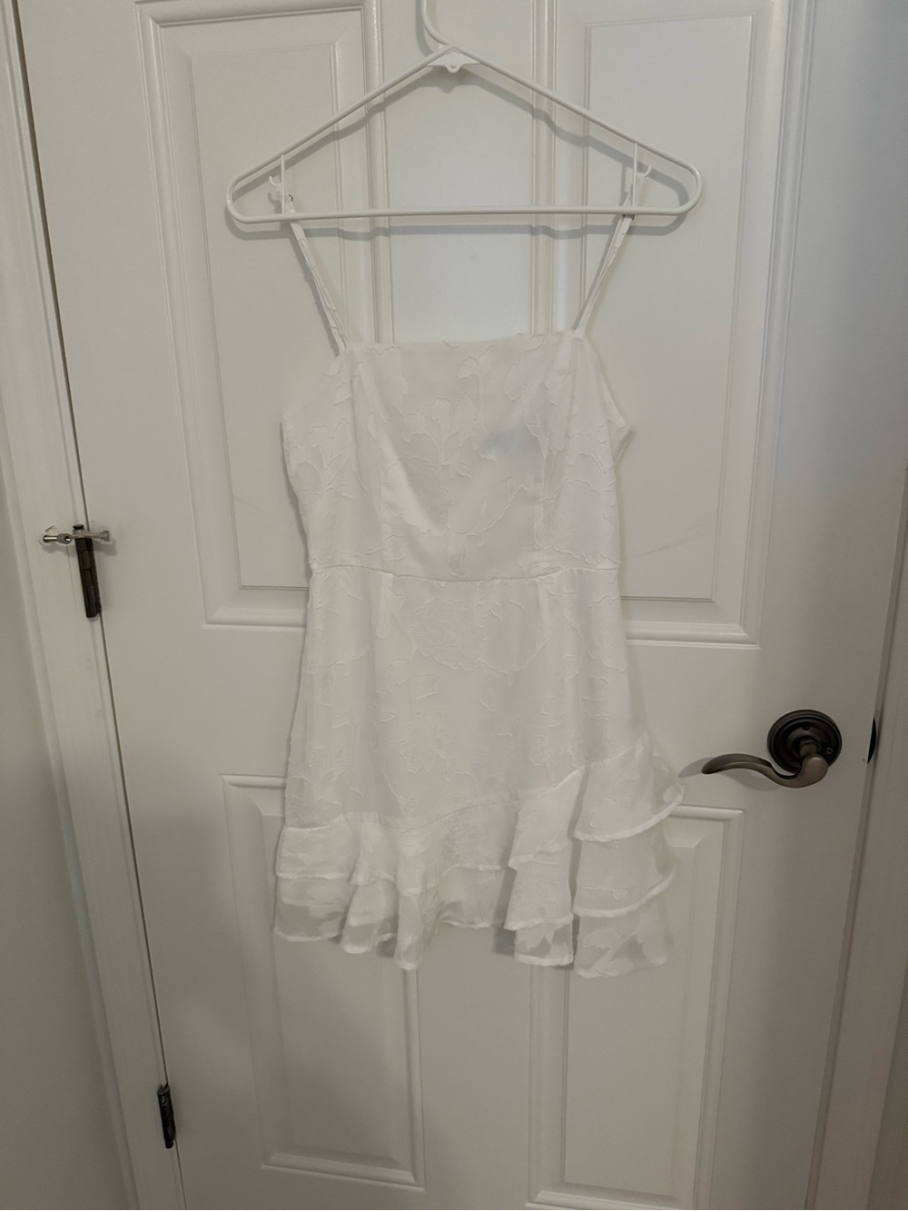Lulus White Spaghetti Strap Ruffle Hem Dress